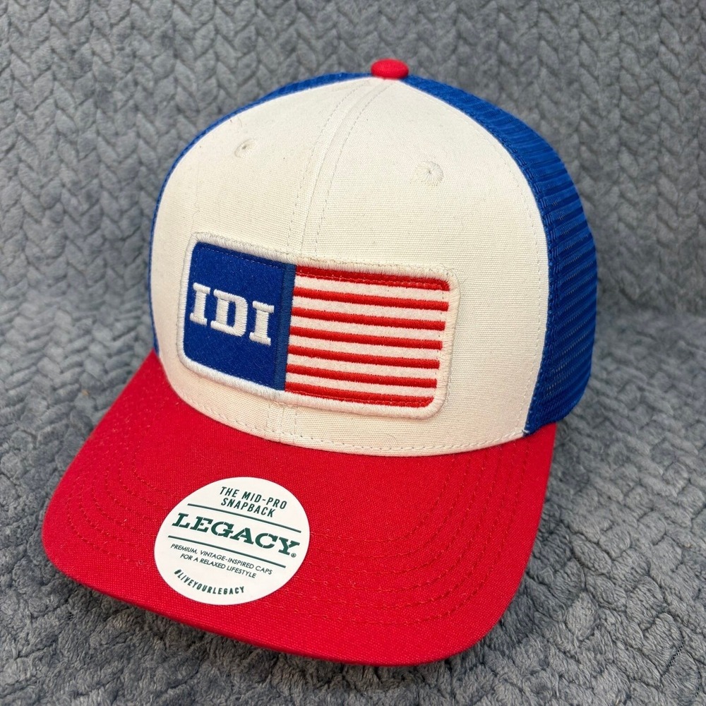 Legacy Mid-Pro Snapback Hat IDI American Flag Trucker Cap Red White Blue 3478